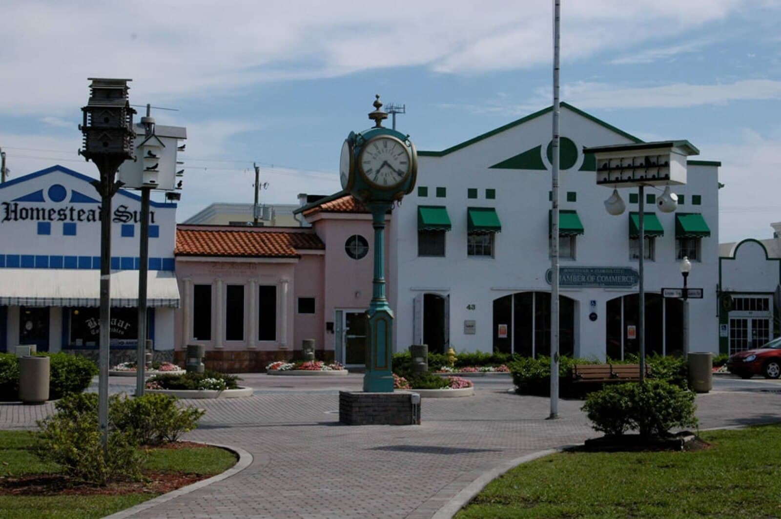 Street clock in Homestead's historic downtown district